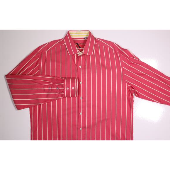 Robert Graham Pink Lime Green Striped Button-Up Shirt Men's Large - Picture 3 of 9